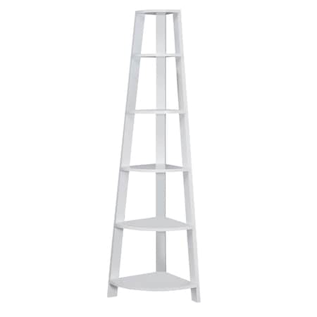 Homeroots 72 in. White Particle BoardLaminate & MDF Corner Bookshelf 332852